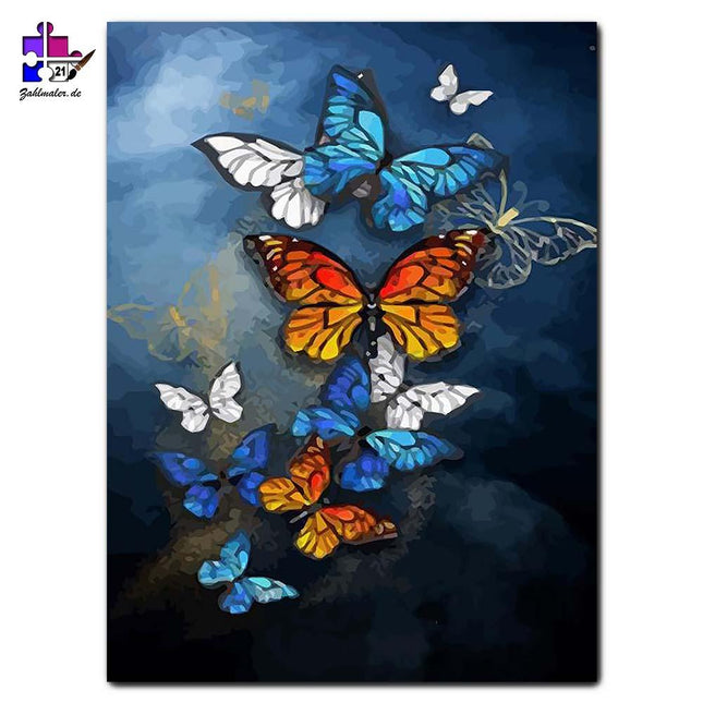 Die Schmetterlinge in bunt | Malen nach Zahlen-Zahlmaler.de