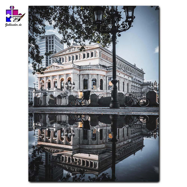 Die Spiegelung des Gerichtshauses | Malen nach Zahlen-Zahlmaler.de