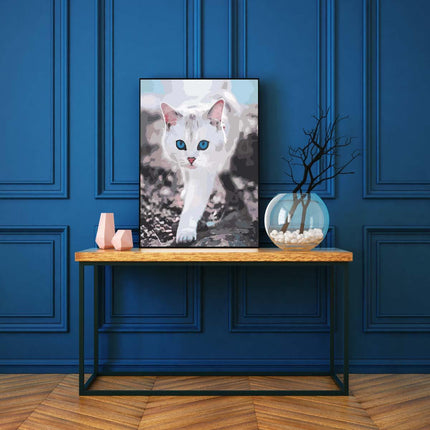 Die weiße Katze mit blauen Augen 2 | Malen nach Zahlen-Zahlmaler.de