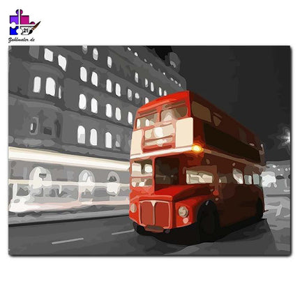 Doppeldecker Bus im nächtlichen London | Malen nach Zahlen-Zahlmaler.de
