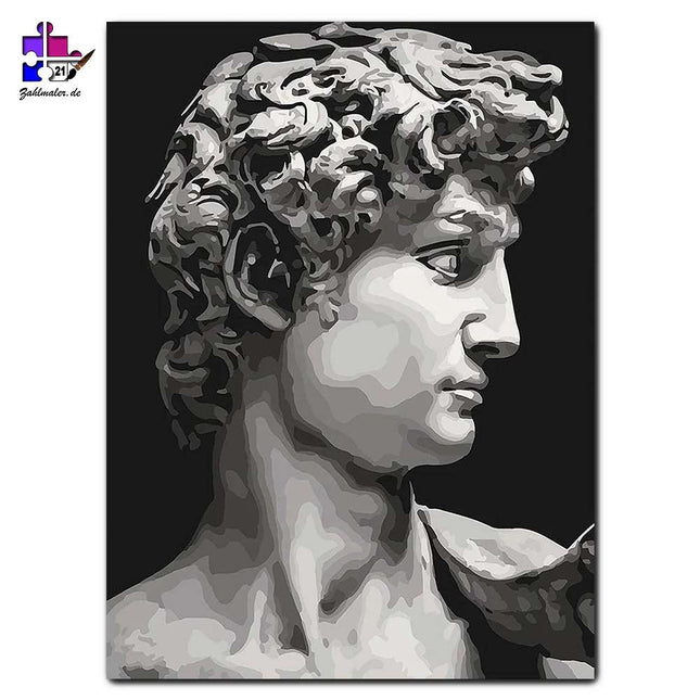 Eigenbild des David - schwarz-weiß | Malen nach Zahlen-Zahlmaler.de