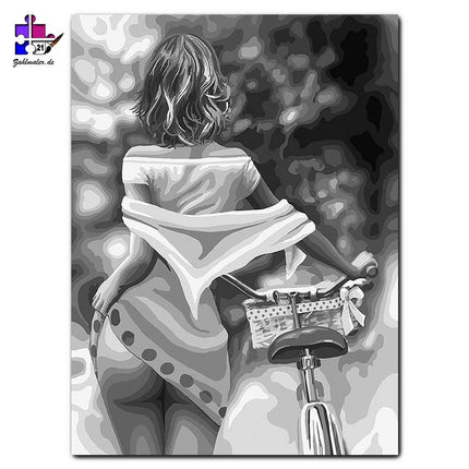 Erotische Frau von hinten in schwarz-weiß | Malen nach Zahlen-Zahlmaler.de