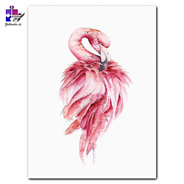 Flamingo auf Weiß | Malen nach Zahlen-Zahlmaler.de