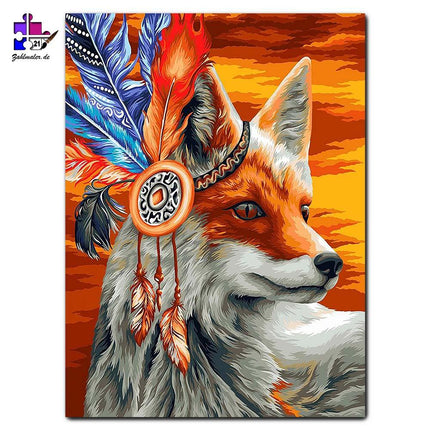 Fuchs im Indianerkostüm | Malen nach Zahlen-Zahlmaler.de