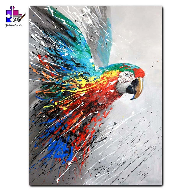 Gemälde vom bunten Papageien | Malen nach Zahlen-Zahlmaler.de