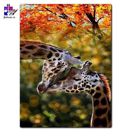 Giraffenliebe im Herbst | Malen nach Zahlen-Zahlmaler.de