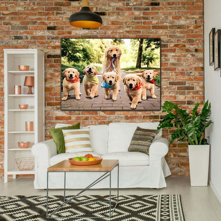 Glückliche Golden Retriever Familie | Malen nach Zahlen-Zahlmaler.de