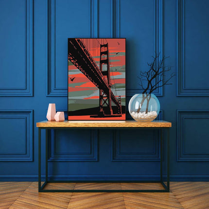 Golden Gate Brücke und die Möwen - Siebdruck | Malen nach Zahlen-Zahlmaler.de