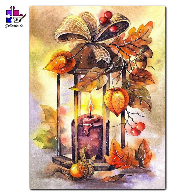 Herbstliche Kerze | Malen nach Zahlen-Zahlmaler.de