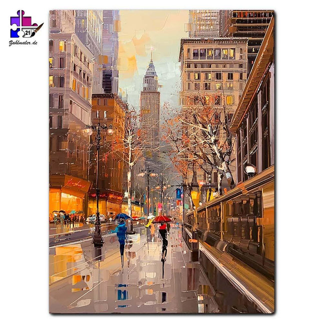 Herbstlicher Nachmittag in der Großstadt | Malen nach Zahlen-Zahlmaler.de