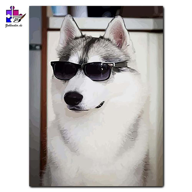 Husky im Miami Vice Stil | Malen nach Zahlen-Zahlmaler.de