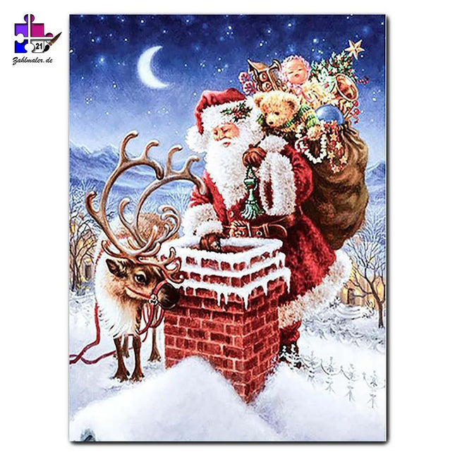 Kamine klettern das kann der Weihnachtsmann | Malen nach Zahlen-Zahlmaler.de