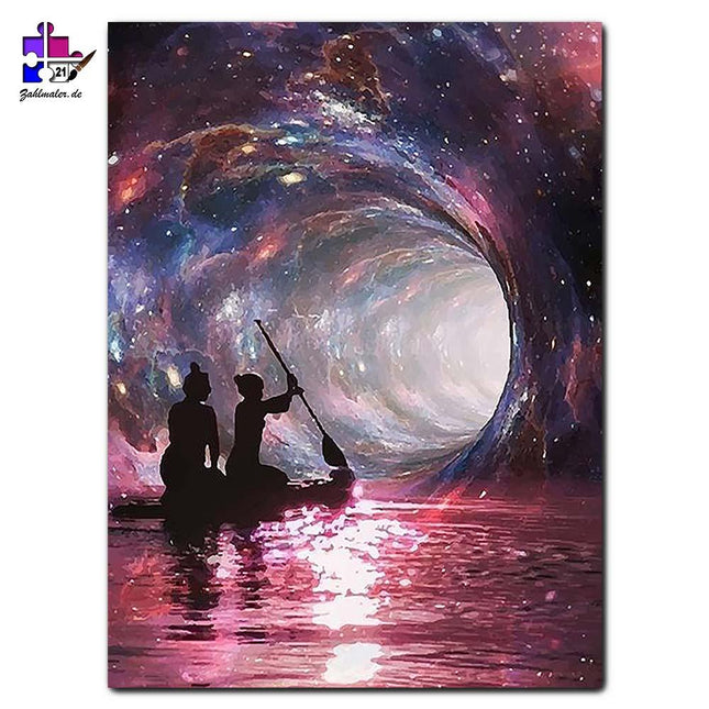 Kanu zwischen den Sternen | Malen nach Zahlen-Zahlmaler.de