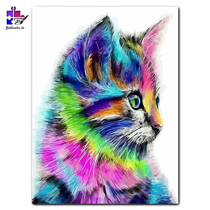 Kätzchen in Regenbogenfarbe | Malen nach Zahlen-Zahlmaler.de
