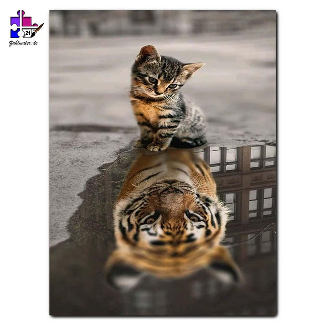 Katze und Tiger - ein Blick in die Zukunft | Malen nach Zahlen-Zahlmaler.de