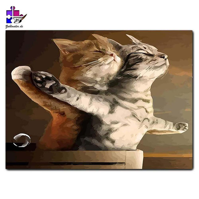 Katzenpaar in Titanic-Pose | Malen nach Zahlen-Zahlmaler.de