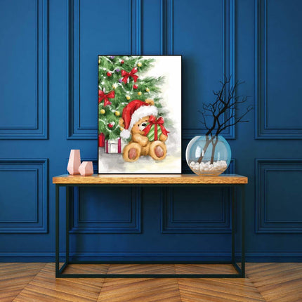 Kleiner Teddybär unterm Weihnachtsbaum | Malen nach Zahlen-Zahlmaler.de