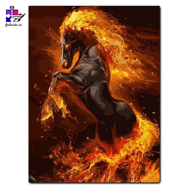 Kraft vom Feuerhengst | Malen nach Zahlen-Zahlmaler.de