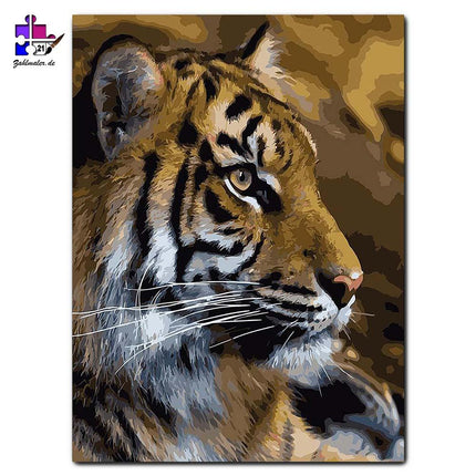 Majestätischer Tiger - Seitenprofil | Malen nach Zahlen-Zahlmaler.de