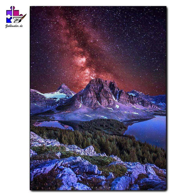 Orange Rock der mexikanische Berg unter Sternenhimmel | Malen nach Zahlen-Zahlmaler.de