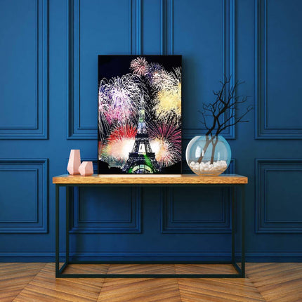 Paris mit Feuerwerk über dem Eiffelturm | Malen nach Zahlen-Zahlmaler.de