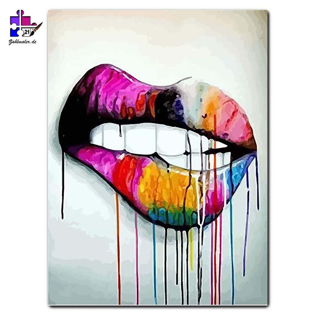Rolling Stones Mund mit fließender Farbenpalette | Malen nach Zahlen-Zahlmaler.de