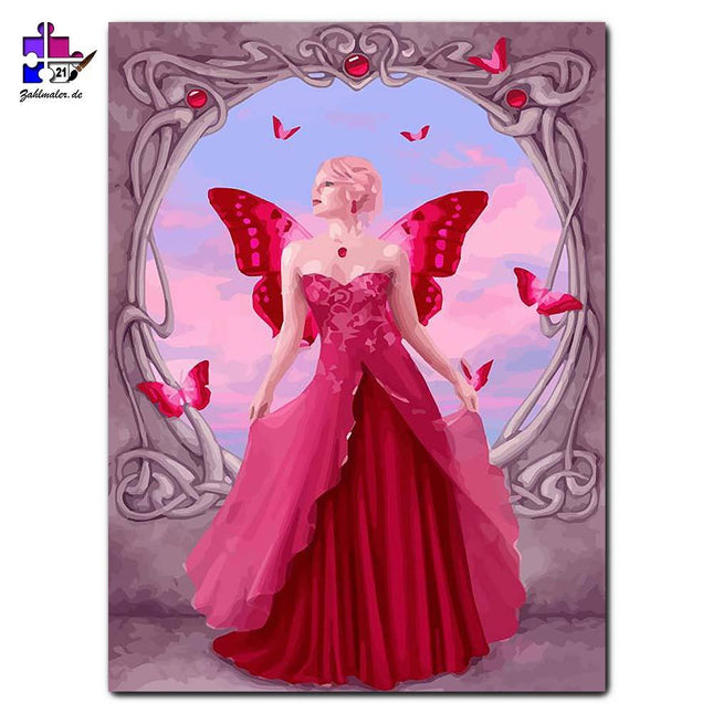 Rosane Prinzessin am Fenster | Malen nach Zahlen-Zahlmaler.de