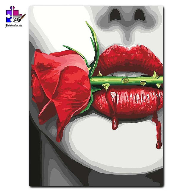 Rose Dornen Mund Blut | Malen nach Zahlen-Zahlmaler.de