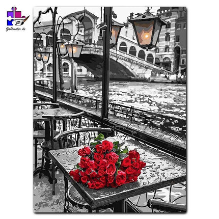 Rote Rosen an der Rialto Brücke Venedig | Malen nach Zahlen-Zahlmaler.de