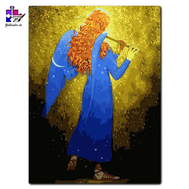 Spielender blaue Engel | Malen nach Zahlen-Zahlmaler.de