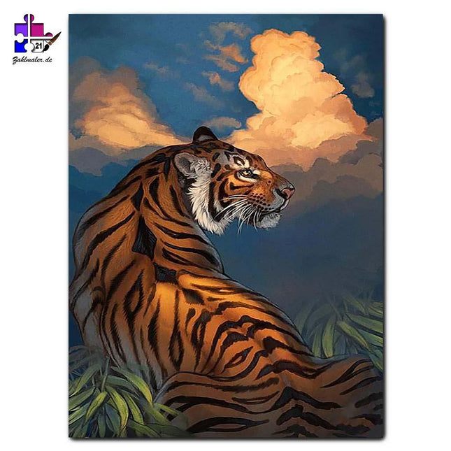 Tiger in den Wolken | Malen nach Zahlen-Zahlmaler.de