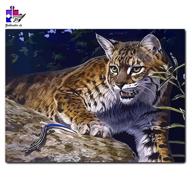 Tiger und Eidechse | Malen nach Zahlen-Zahlmaler.de