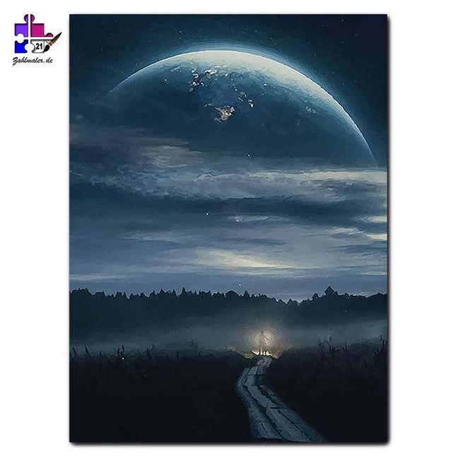 Unser Planet am Horizont | Malen nach Zahlen-Zahlmaler.de