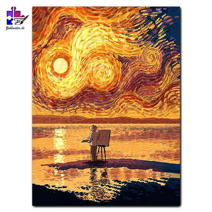 Van Gogh unter feurig-rotem Himmel | Malen nach Zahlen-Zahlmaler.de