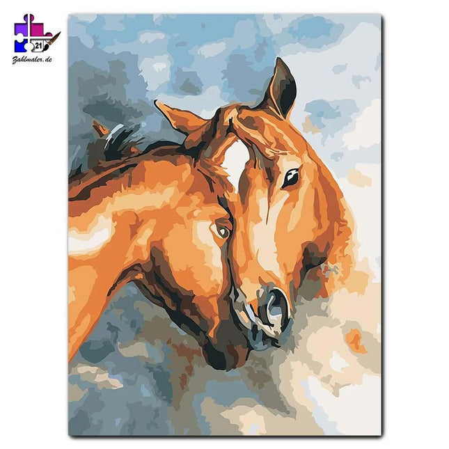 Verschwommene Pferdeliebe | Malen nach Zahlen-Zahlmaler.de
