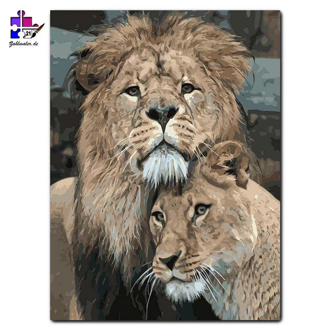 Vertrauen - das Löwenpaar | Malen nach Zahlen-Zahlmaler.de