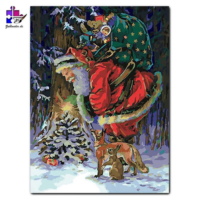 Weihnachten in der Tiefe des Waldes | Malen nach Zahlen-Zahlmaler.de