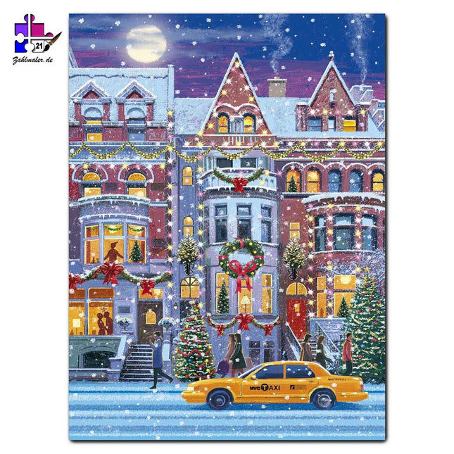 Weihnachtliche Nachbarschaft | Malen nach Zahlen-Zahlmaler.de