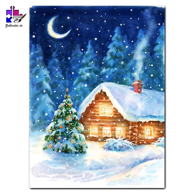 Weihnachtliches Haus | Malen nach Zahlen-Zahlmaler.de