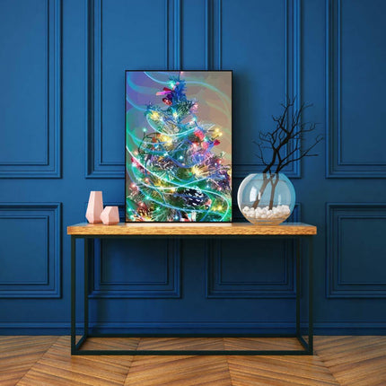 Weihnachtsbaum mit Zauberlichtern beschmückt | Malen nach Zahlen-Zahlmaler.de