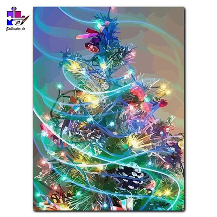 Weihnachtsbaum mit Zauberlichtern beschmückt | Malen nach Zahlen-Zahlmaler.de
