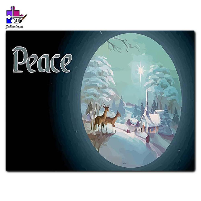 Winterfrieden mit Rehen | Malen nach Zahlen-Zahlmaler.de