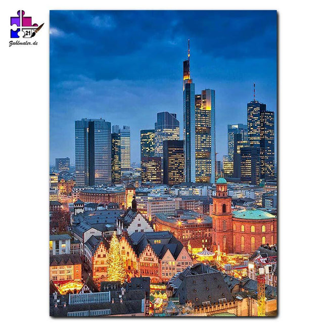 Wolkenkratzer über der alten Stadt | Malen nach Zahlen-Zahlmaler.de