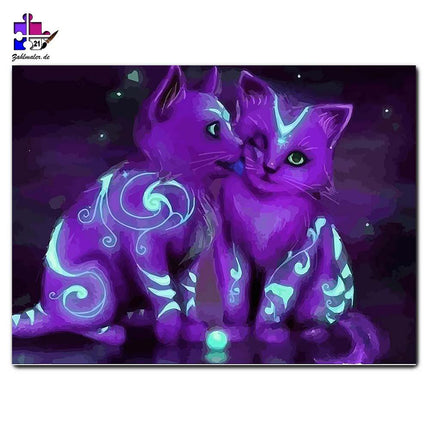 Zwei Katzen im UV Licht | Malen nach Zahlen-Zahlmaler.de