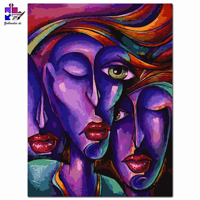 Abstrakte Purpures Gesicht | Malen nach Zahlen-Zahlmaler.de