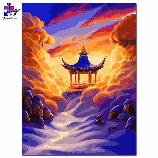 Japanischer Tempel Über Den Wolken | Malen nach Zahlen-Zahlmaler.de