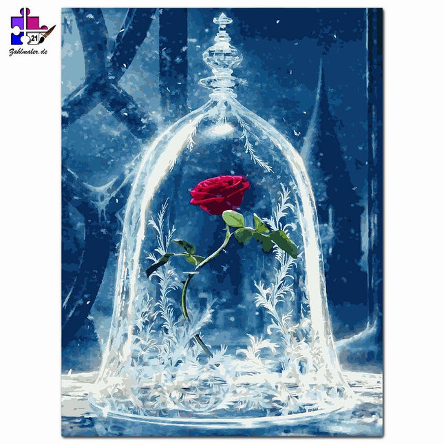 Rose Unter Glasglocke | Malen nach Zahlen-Zahlmaler.de