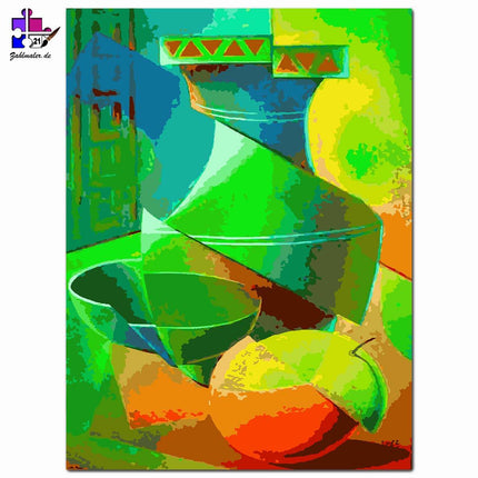 Grüne Vase Kubismus | Malen nach Zahlen-Zahlmaler.de