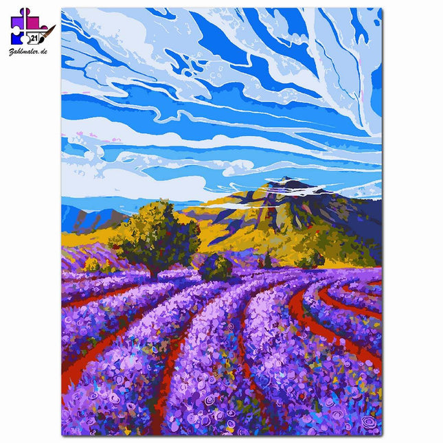 Lavendelfeld Landschaft | Malen nach Zahlen-Zahlmaler.de