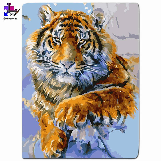 abstrakter springender Tiger | Malen nach Zahlen-Zahlmaler.de